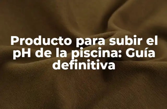 Producto para Subir el Ph de la Piscina: Guía Definitiva