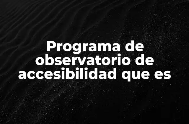 Programa de Observatorio de Accesibilidad que es