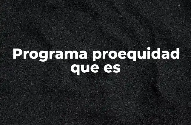 Programa Proequidad que es
