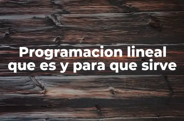 Programacion Lineal que es y para que Sirve