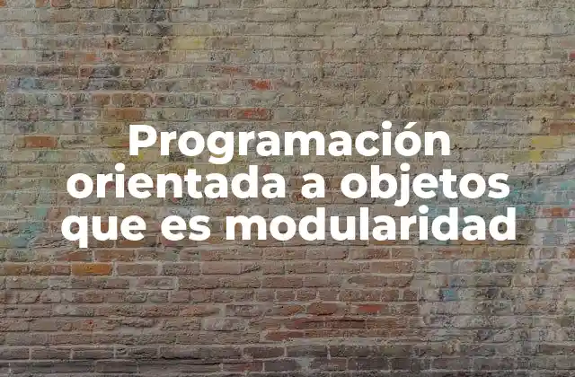 Programación Orientada a Objetos que es Modularidad