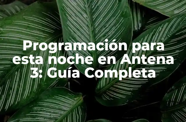 Programación para Esta Noche en Antena 3: Guía Completa