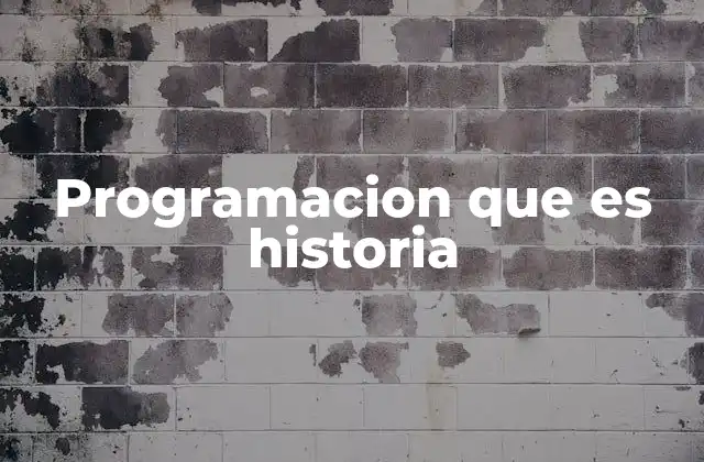 Programacion que es Historia