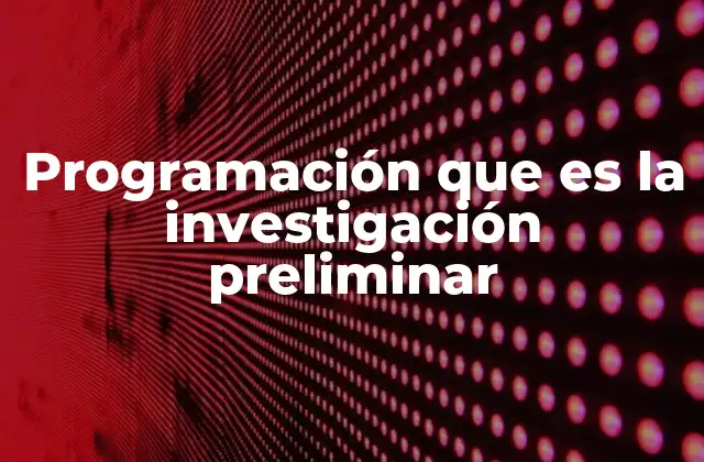 Programación que es la Investigación Preliminar 2 El papel de la investigación preliminar en los procesos judiciales