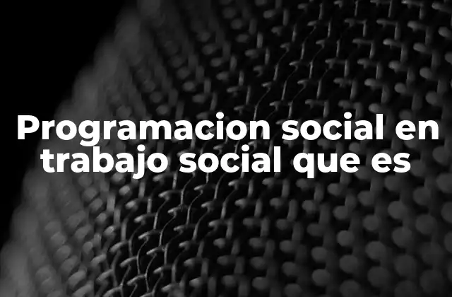 Programacion Social en Trabajo Social que es