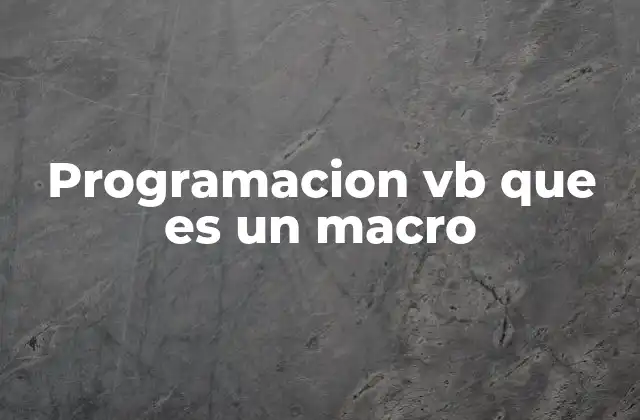 Programacion Vb que es un Macro