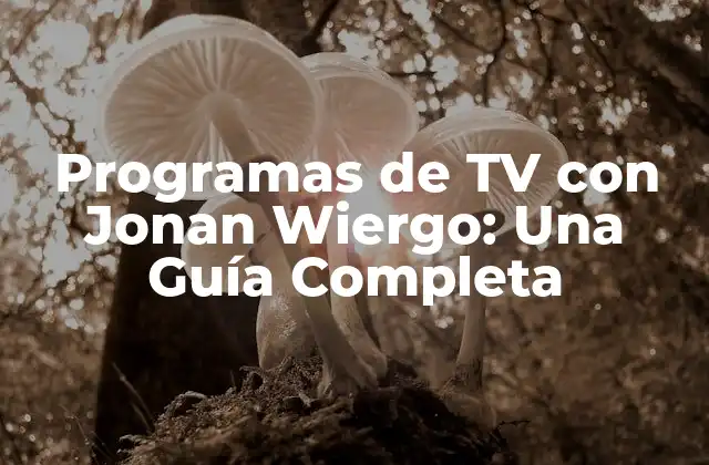 Programas de Tv con Jonan Wiergo: una Guía Completa