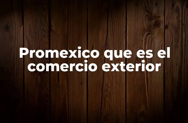 Promexico que es el Comercio Exterior