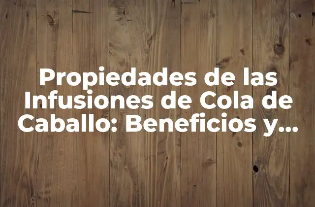 Propiedades de las Infusiones de Cola de Caballo: Beneficios y Usos Naturales