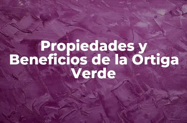 Propiedades y Beneficios de la Ortiga Verde