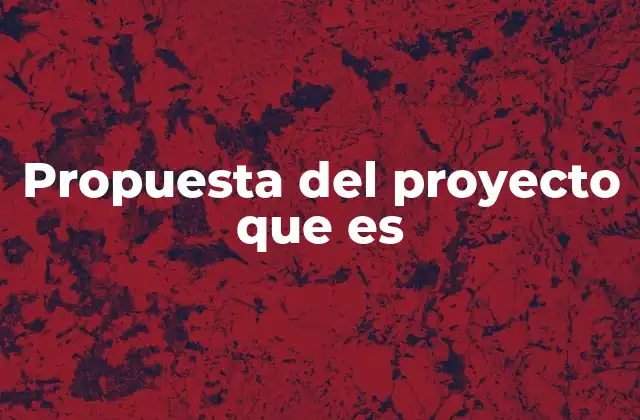 Propuesta Del Proyecto que es