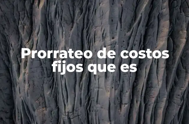 Prorrateo de Costos Fijos que es