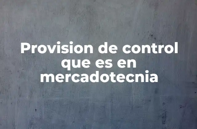 Provision de Control que es en Mercadotecnia