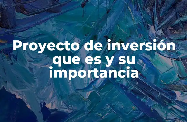 Proyecto de Inversión que es y Su Importancia