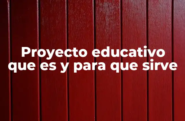Proyecto Educativo que es y para que Sirve