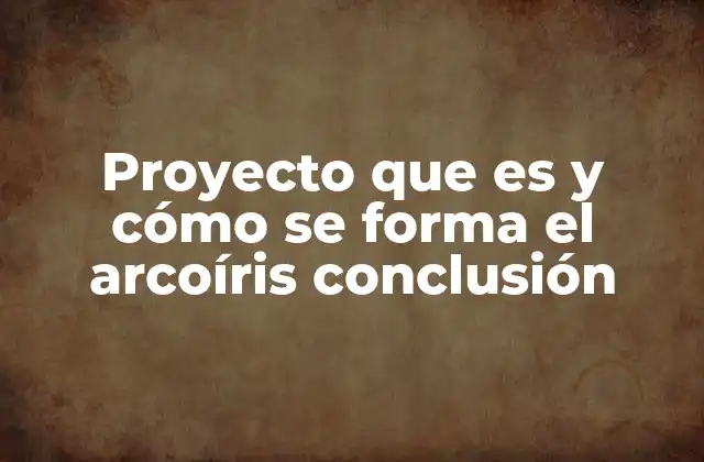 Proyecto que es y Cómo Se Forma el Arcoíris Conclusión