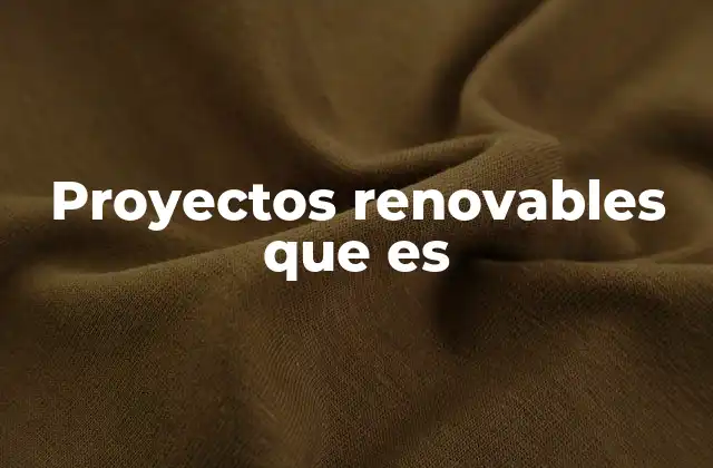 Proyectos Renovables que es