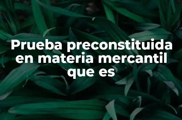 Prueba Preconstituida en Materia Mercantil que es