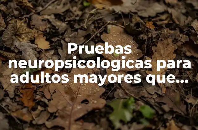 Pruebas Neuropsicologicas para Adultos Mayores que es 2 El papel de las pruebas neuropsicológicas en la salud del adulto mayor