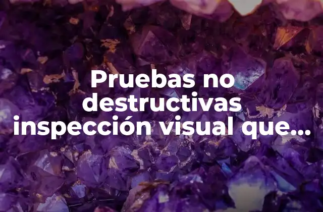 Pruebas No Destructivas Inspección Visual que es