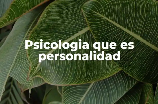 Psicologia que es Personalidad