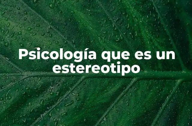Psicología que es un Estereotipo