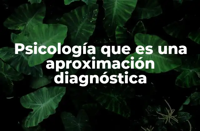 Psicología que es una Aproximación Diagnóstica