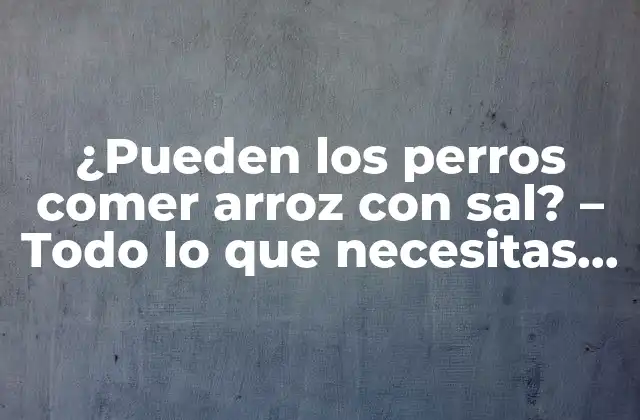 ¿pueden los Perros Comer Arroz con Sal? – Todo Lo que Necesitas Saber