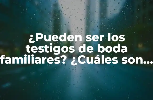 ¿pueden Ser los Testigos de Boda Familiares? ¿cuáles Son las Normas y Tradiciones?