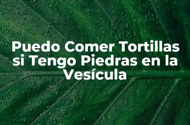 Puedo Comer Tortillas Si Tengo Piedras en la Vesícula