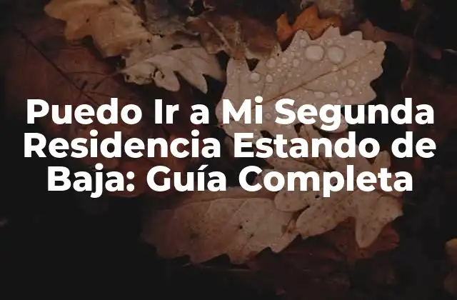 Puedo Ir a Mi Segunda Residencia Estando de Baja: Guía Completa