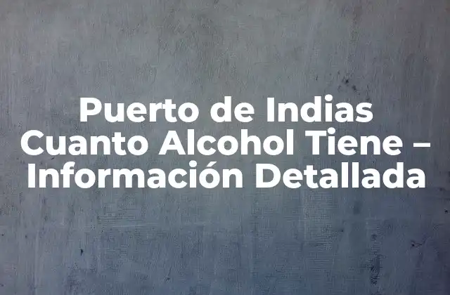 Puerto de Indias Cuanto Alcohol Tiene – Información Detallada