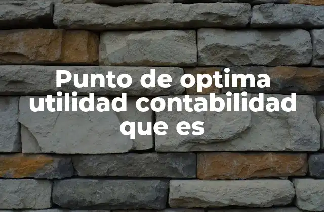 Punto de Optima Utilidad Contabilidad que es