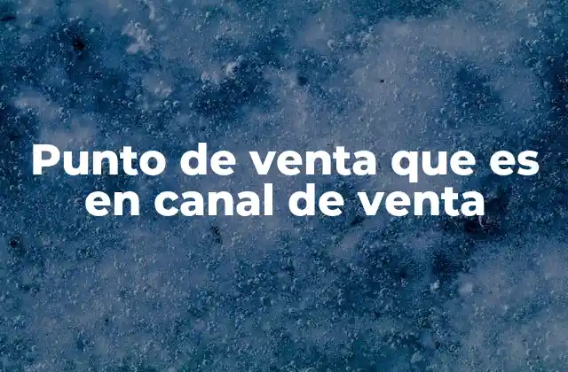 Punto de Venta que es en Canal de Venta 2 El papel del punto de venta en la cadena de suministro