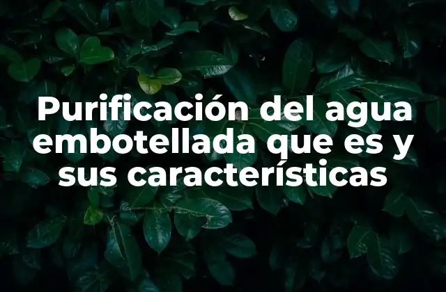 Purificación Del Agua Embotellada que es y Sus Características