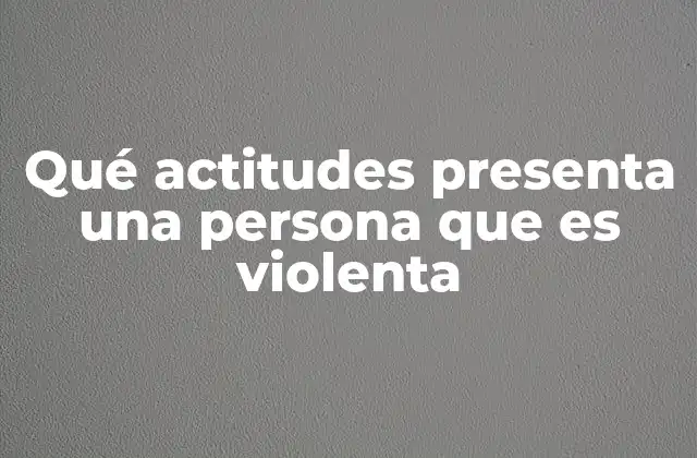 Qué Actitudes Presenta una Persona que es Violenta