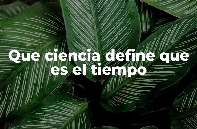 Que Ciencia Define que es el Tiempo