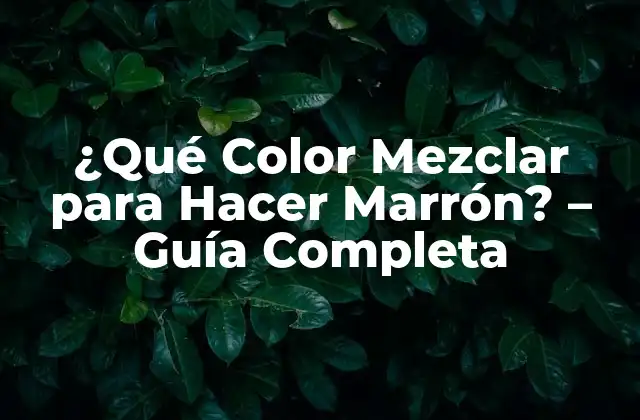 ¿qué Color Mezclar para Hacer Marrón? – Guía Completa