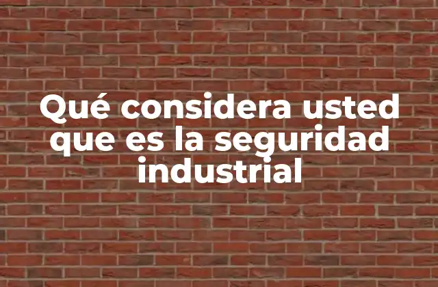 Qué Considera Usted que es la Seguridad Industrial