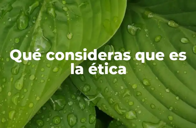 Qué Consideras que es la Ética