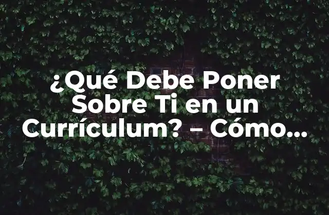 ¿qué Debe Poner sobre Ti en un Currículum? – Cómo Impresionar a los Empleadores