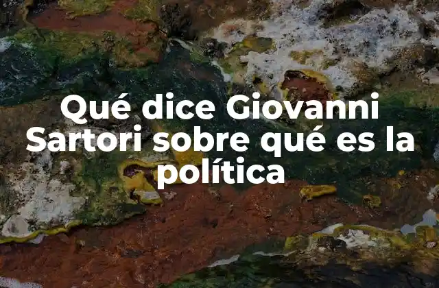 Qué Dice Giovanni Sartori sobre Qué es la Política