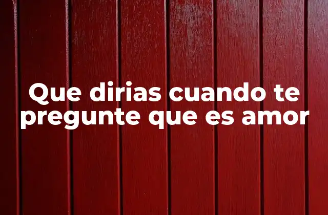 Que Dirias Cuando Te Pregunte que es Amor