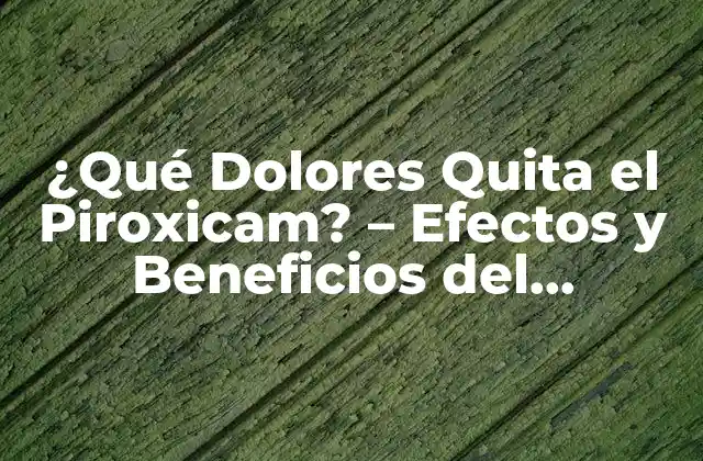 ¿qué Dolores Quita el Piroxicam? – Efectos y Beneficios Del Medicamento