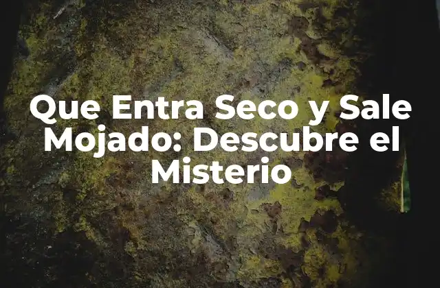 Que Entra Seco y Sale Mojado: Descubre el Misterio