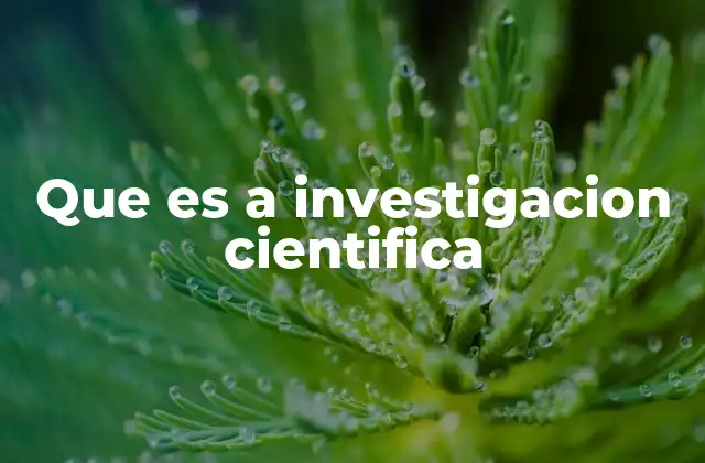 Que es a Investigacion Cientifica