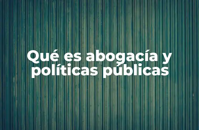 Qué es Abogacía y Políticas Públicas