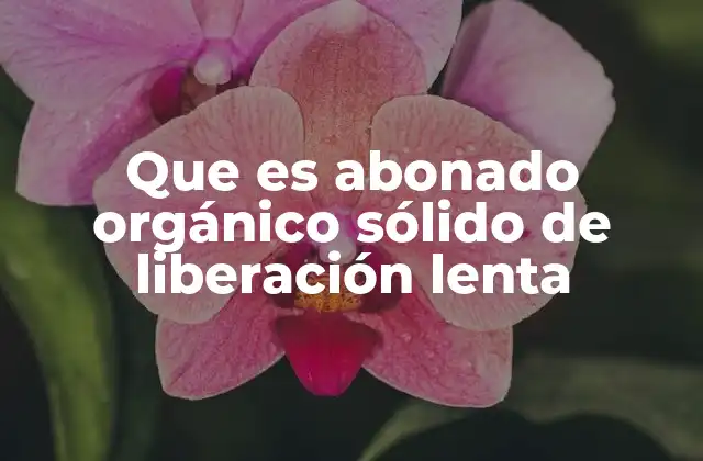 Que es Abonado Orgánico Sólido de Liberación Lenta