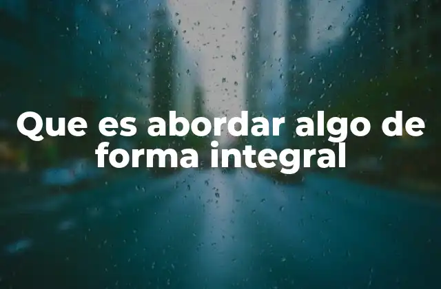 Que es Abordar Algo de Forma Integral