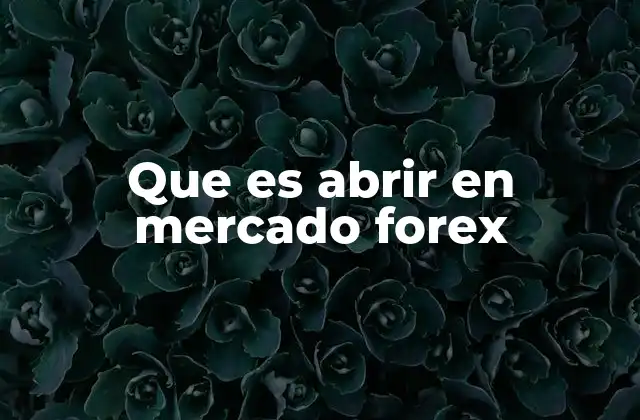Que es Abrir en Mercado Forex